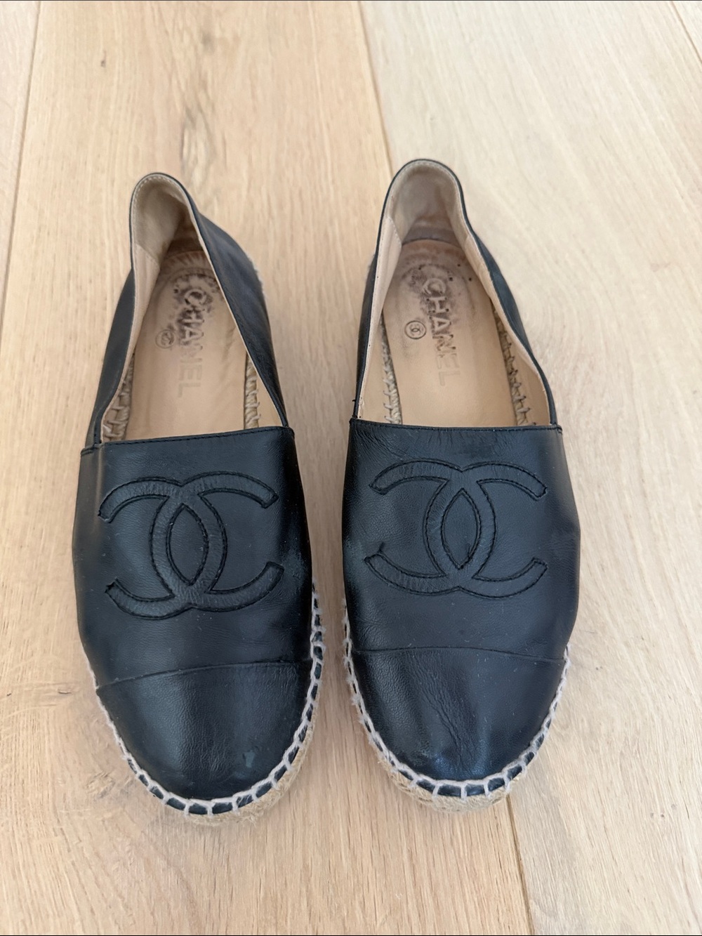 Chanel Black Leather Espadrilles - Picture 2 of 5